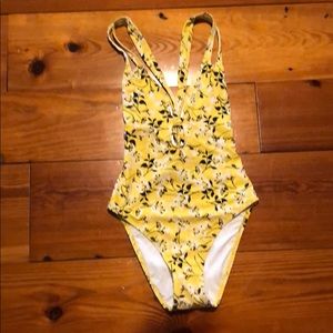 Size 4 Yellow Floral Swimsuit